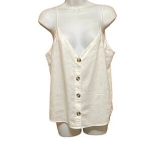 Abercrombie & Finch White Linen Blend Button-front  Top.  L